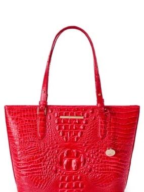 Brahmin Red Croc-Embossed Tote